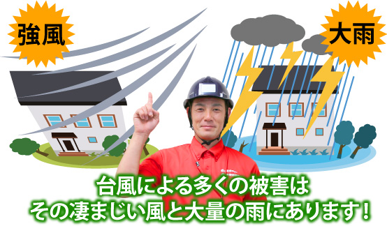 台風による多くの被害はその凄まじい風と大量の雨