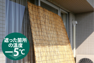すだれの効果で-5℃