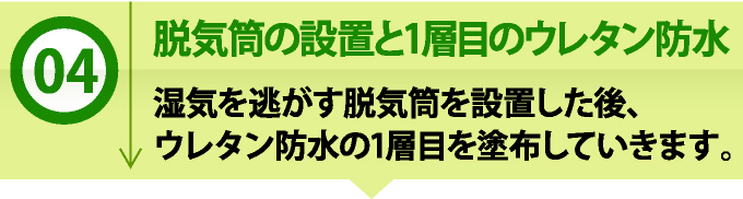 脱気筒の設置と1層目のウレタン防水